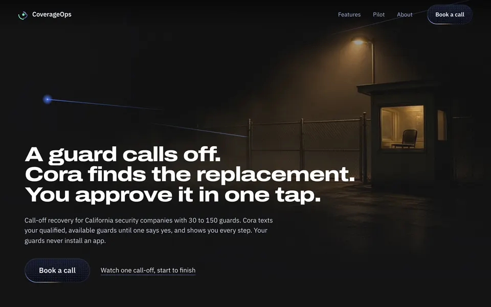 CoverageOps website, desktop view
