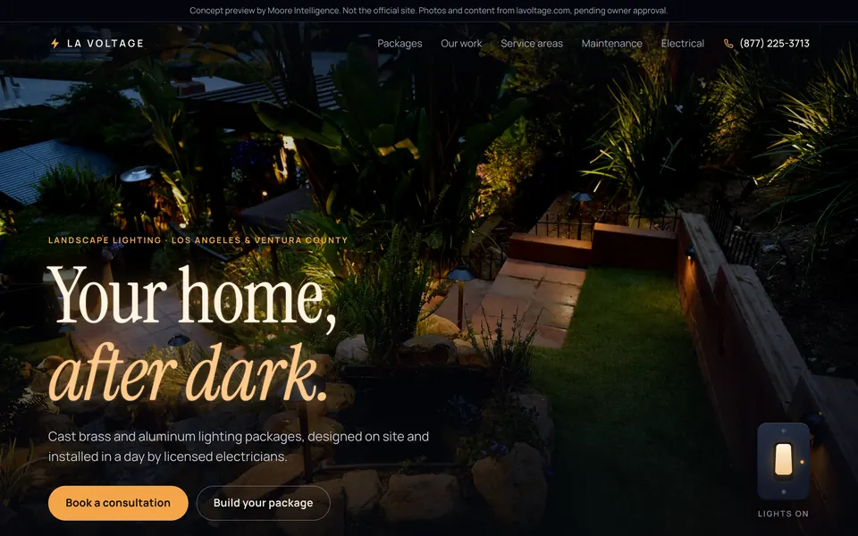 LA Voltage website, desktop view